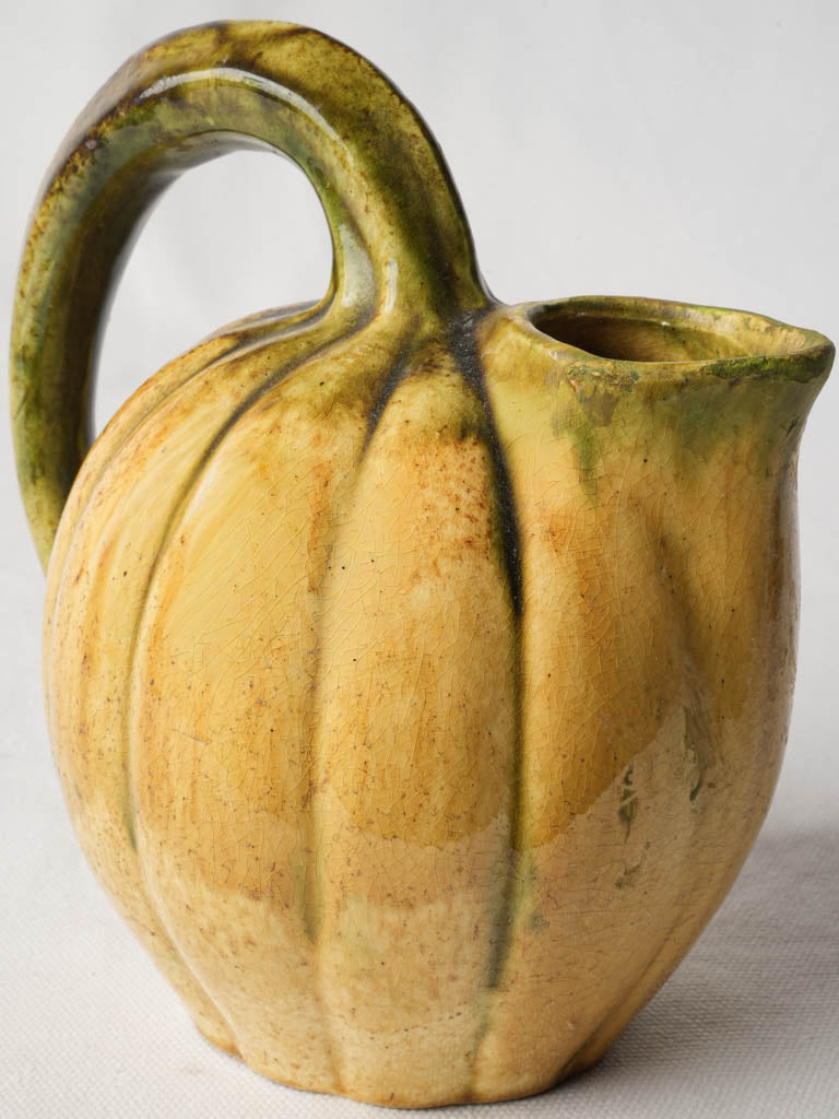 Mid-Century Playful Melon-Shaped Ceramic Pitcher - 7"