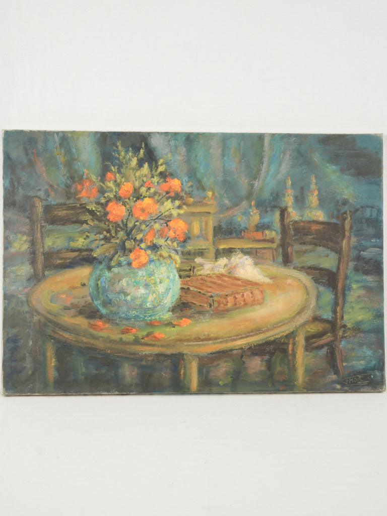 Charming 20th-century unframed still life painting