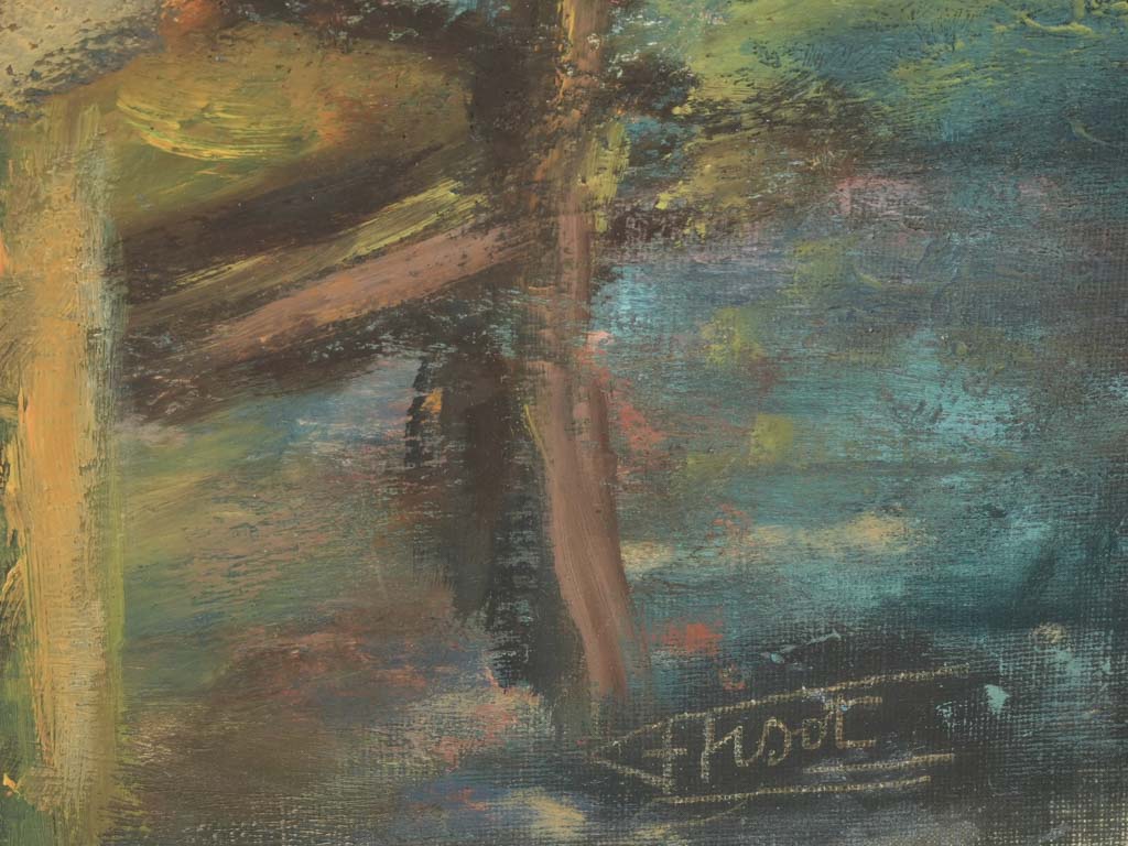 Luminous vintage unframed floral artwork