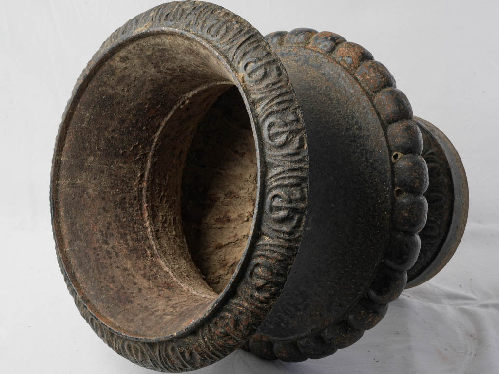 Ornamental detailed cast iron urn