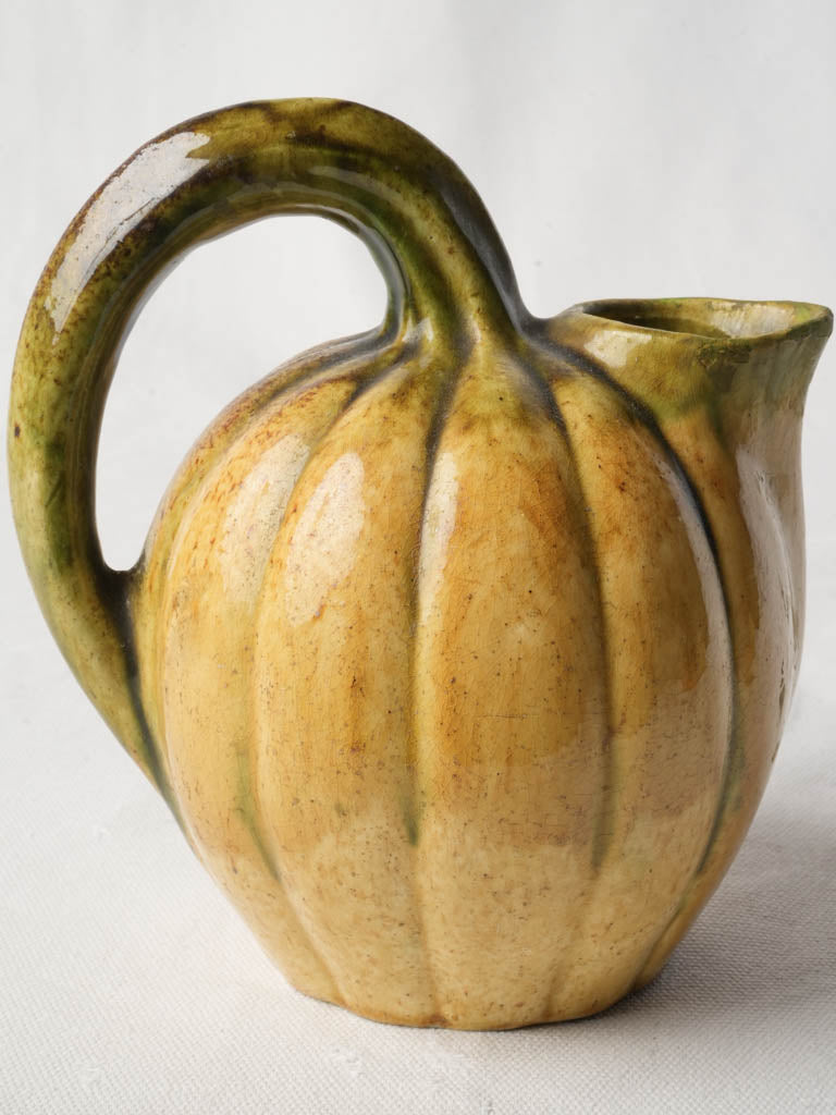 Mid-Century Playful Melon-Shaped Ceramic Pitcher - 7"
