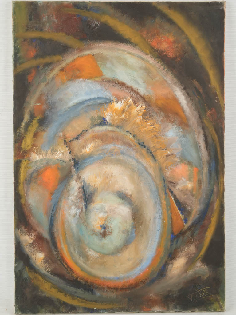 Vintage French oil-on-canvas shell painting