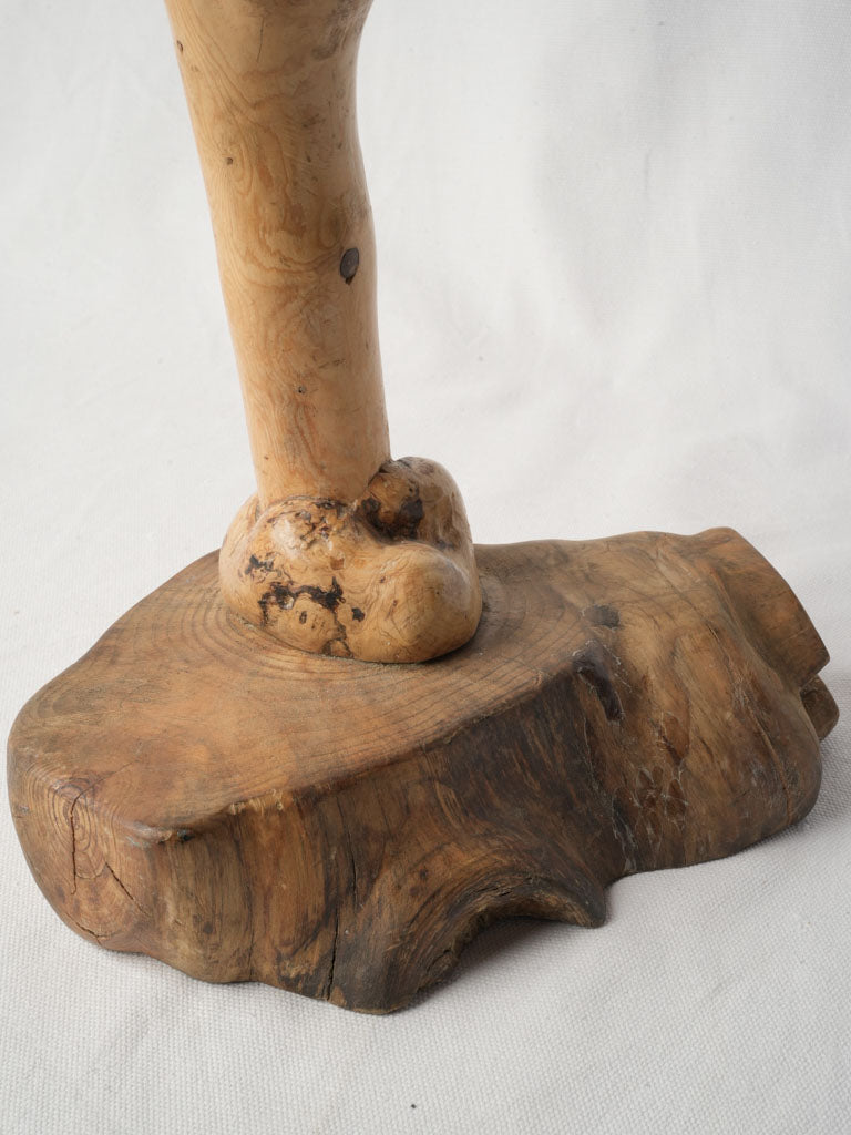 Sculptural Late 20th-Century Olive-Wood Folk Art Candelabrum - 22½"