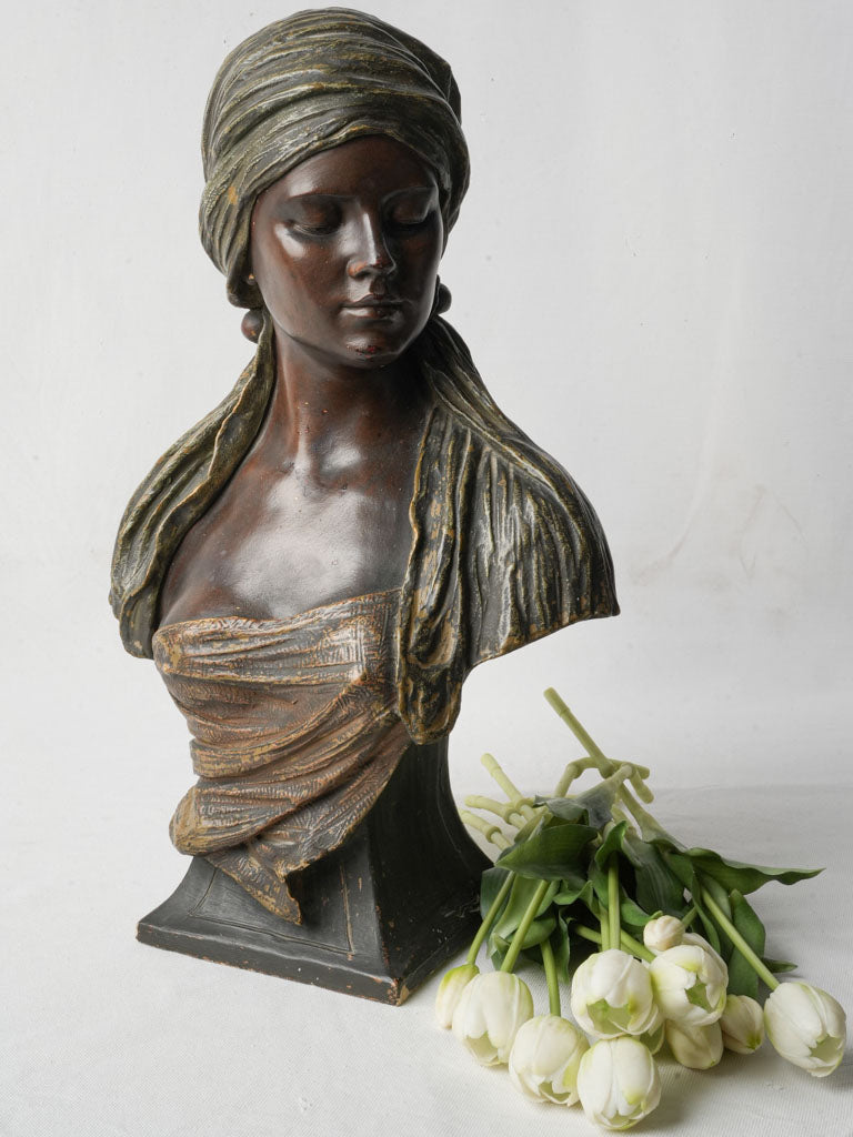 Orientalist Bronzed Terracotta Bust Signed Goldscheider Vienna Circa 1900 - 19¼"