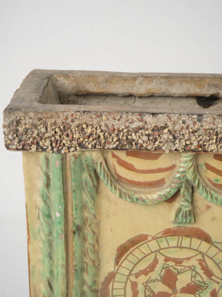 Ornate yellow floral ceramic fountain