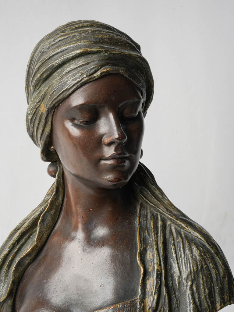 Orientalist Bronzed Terracotta Bust Signed Goldscheider Vienna Circa 1900 - 19¼"