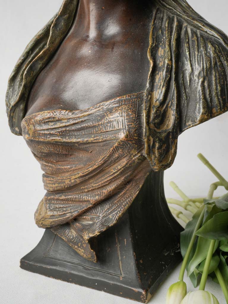Orientalist Bronzed Terracotta Bust Signed Goldscheider Vienna Circa 1900 - 19¼"