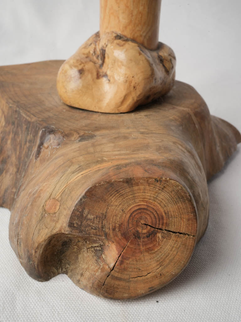 Sculptural Late 20th-Century Olive-Wood Folk Art Candelabrum - 22½"