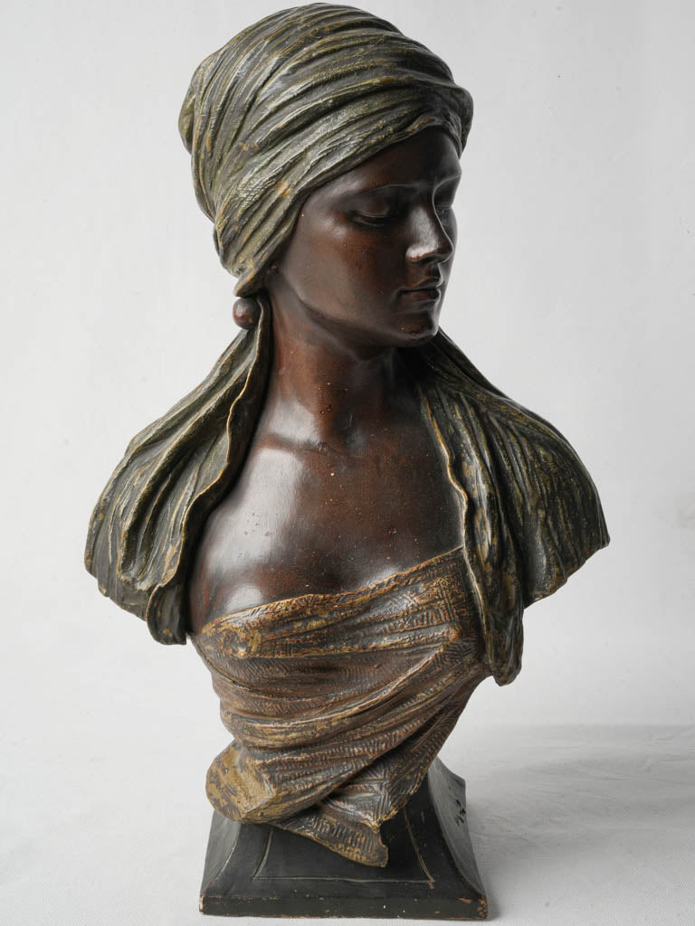 Orientalist Bronzed Terracotta Bust Signed Goldscheider Vienna Circa 1900 - 19¼"