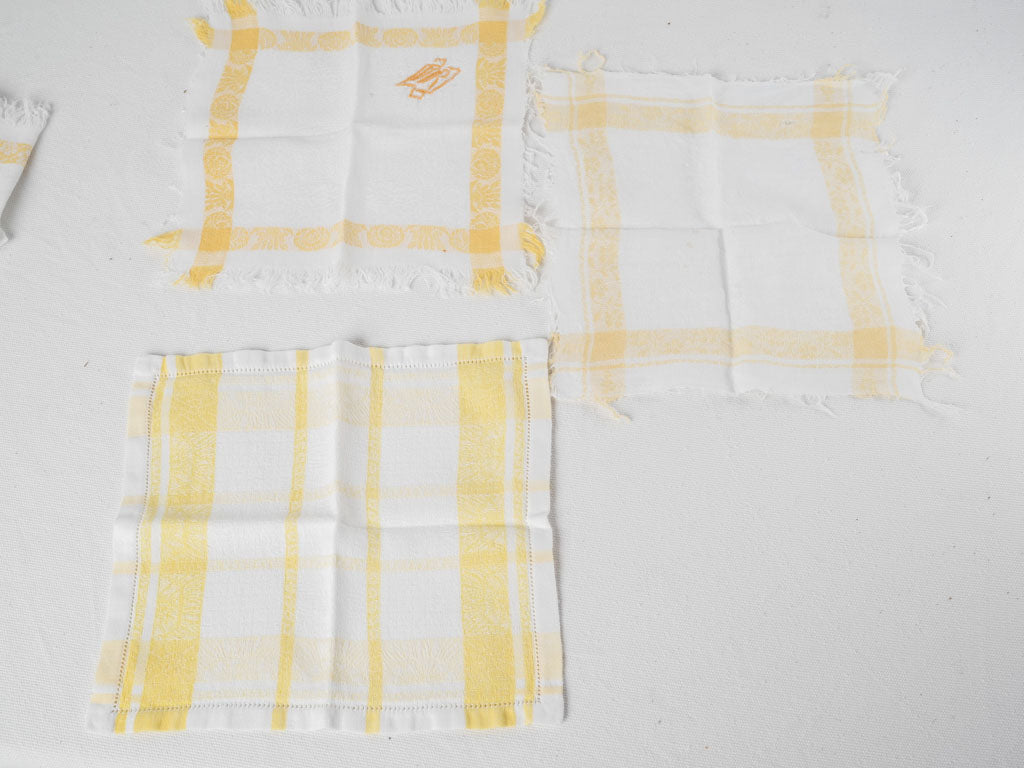 Elegant Vintage French Monogramed Napkin Set