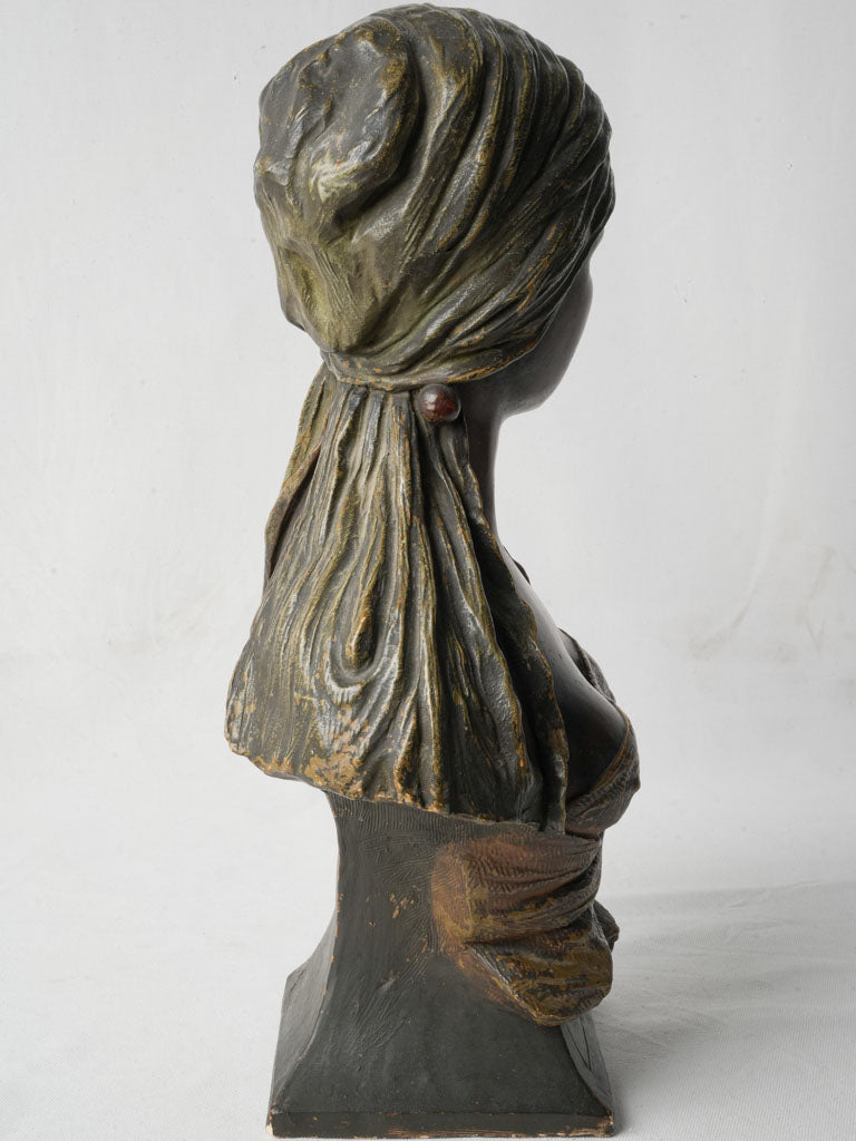 Orientalist Bronzed Terracotta Bust Signed Goldscheider Vienna Circa 1900 - 19¼"