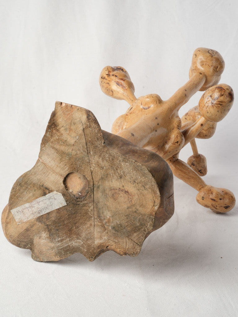 Sculptural Late 20th-Century Olive-Wood Folk Art Candelabrum - 22½"