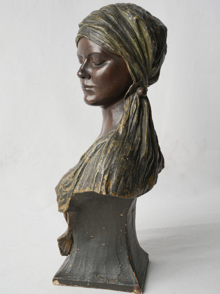 Orientalist Bronzed Terracotta Bust Signed Goldscheider Vienna Circa 1900 - 19¼"