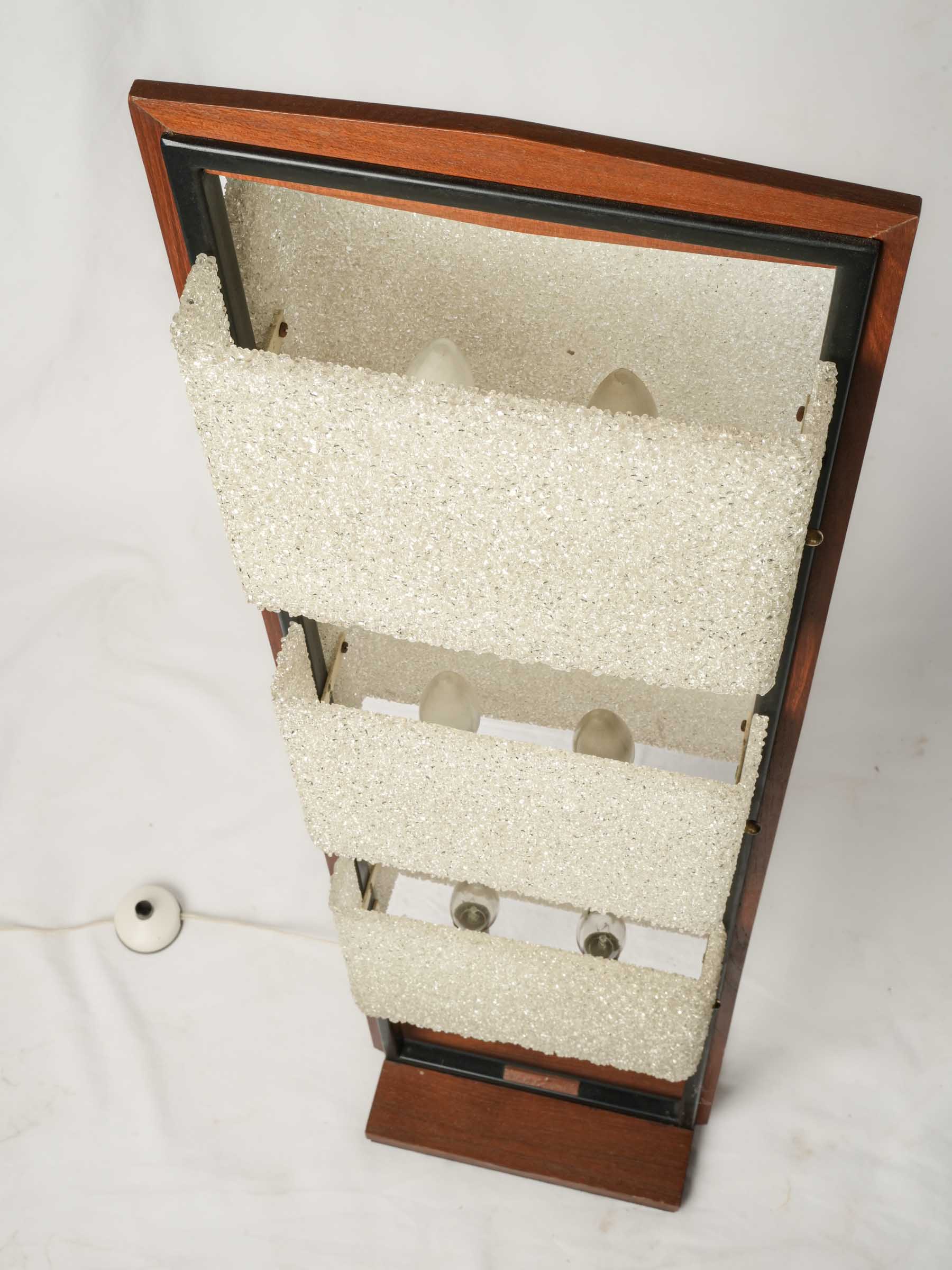 Rare Maison Arlus Teak & Granite-Effect Perspex Floor Lamp, France 1960s - 47¼" x 11¾"