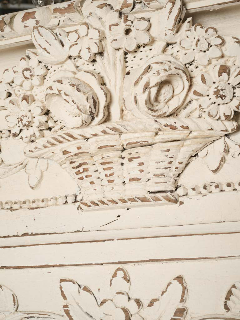 Distressed white patina armoire.