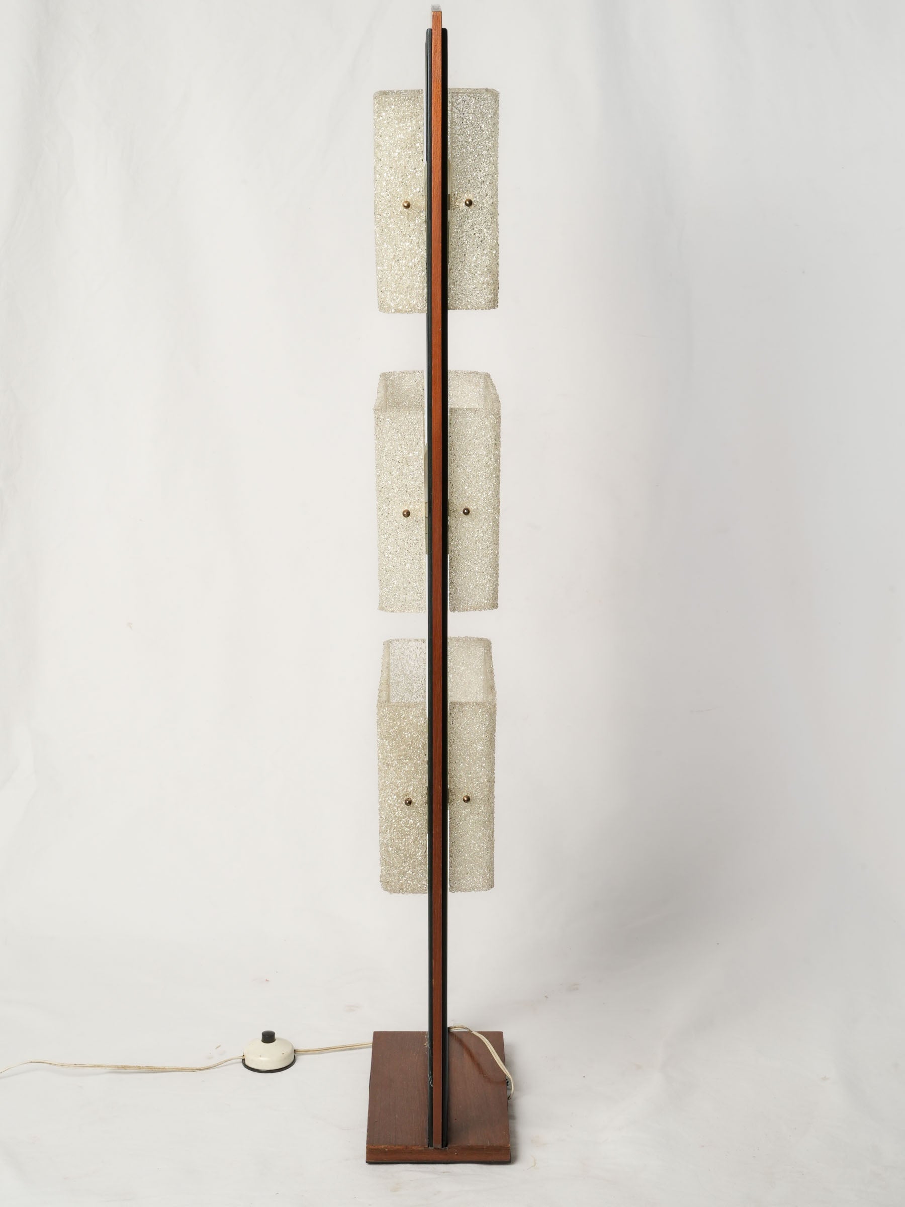 Rare Maison Arlus Teak & Granite-Effect Perspex Floor Lamp, France 1960s - 47¼" x 11¾"