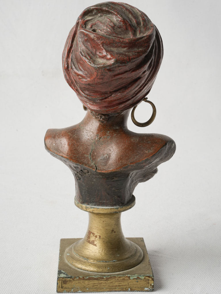 French Orientalist Bust In Polychrome Régule Circa 1900 - 8¾"