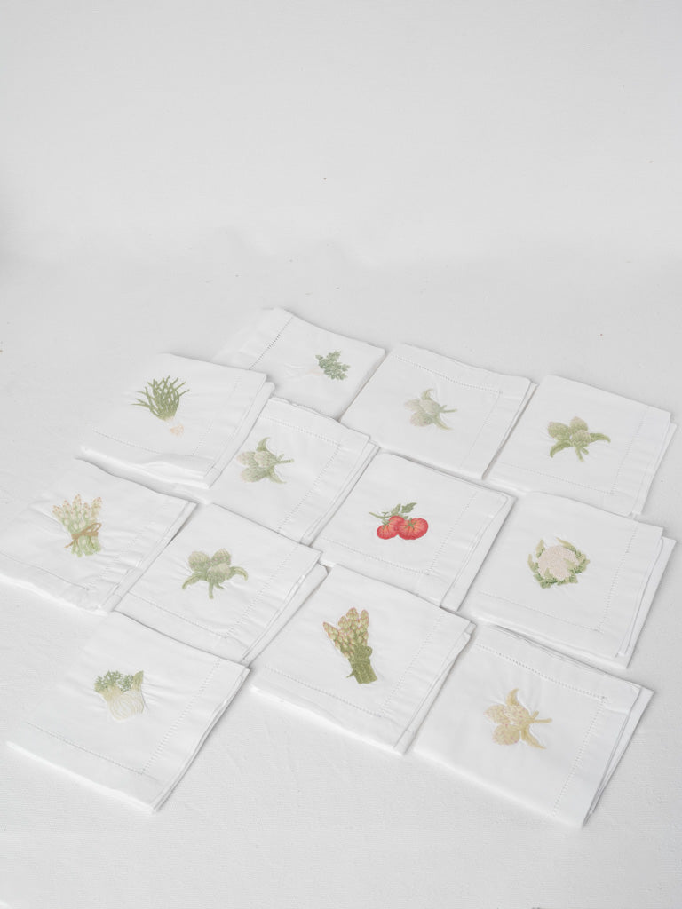 Vintage embroidered vegetable napkins