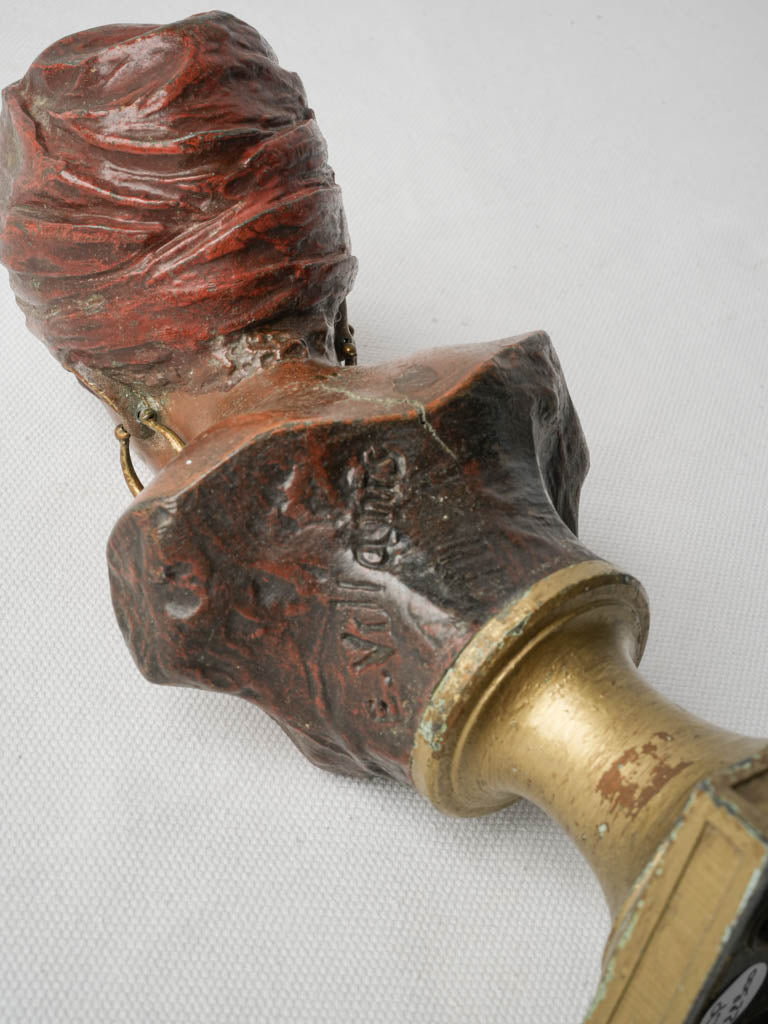 French Orientalist Bust In Polychrome Régule Circa 1900 - 8¾"