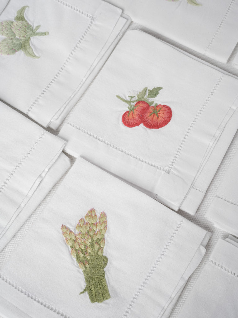 Rustic hand-embroidered dining linens
