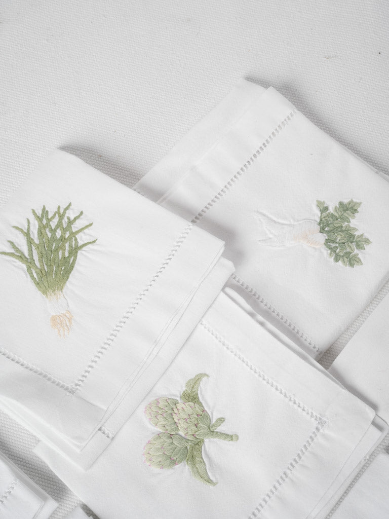 Elegant hand-stitched vegetable napkins