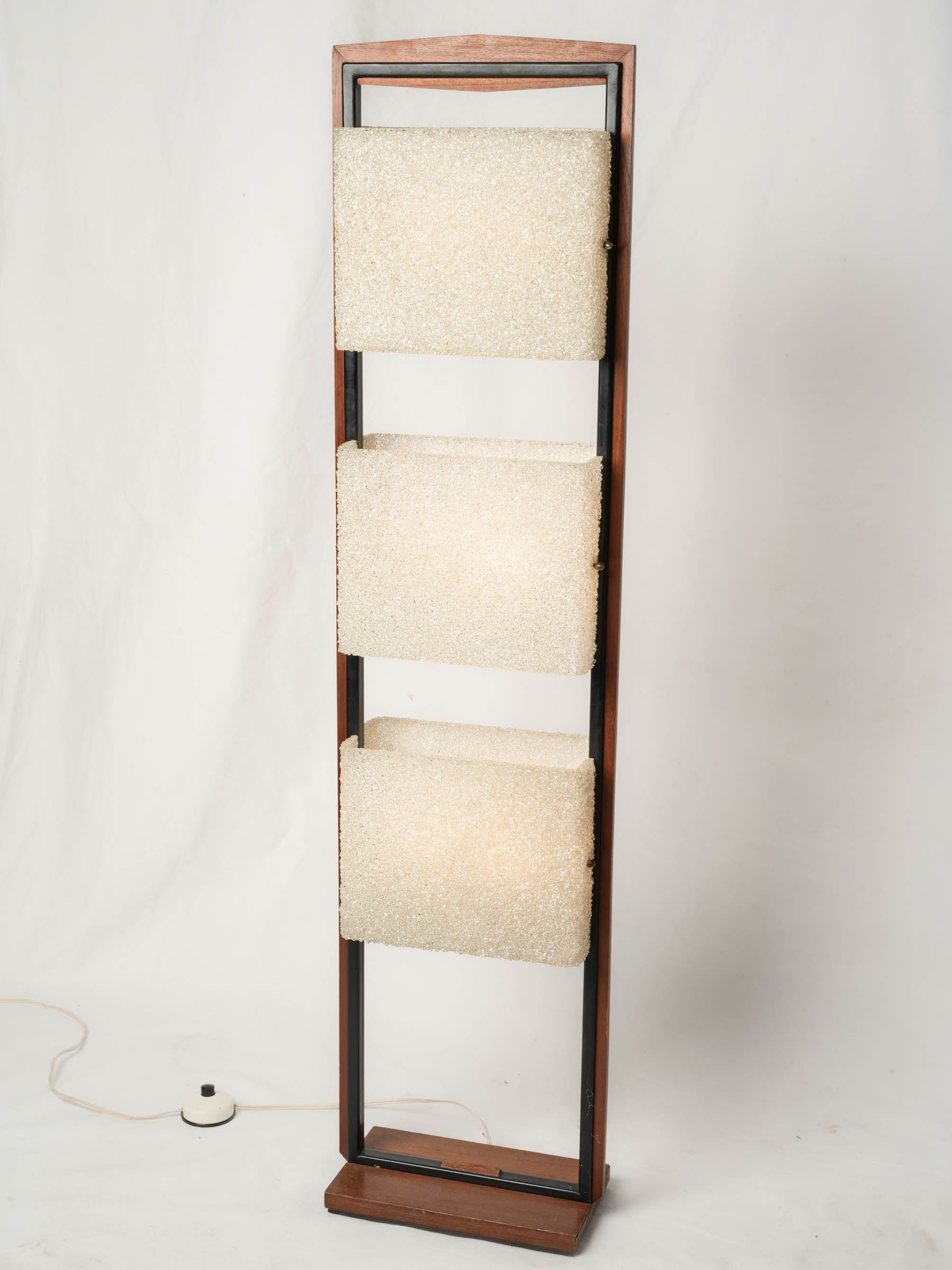 Rare Maison Arlus Teak & Granite-Effect Perspex Floor Lamp, France 1960s - 47¼" x 11¾"