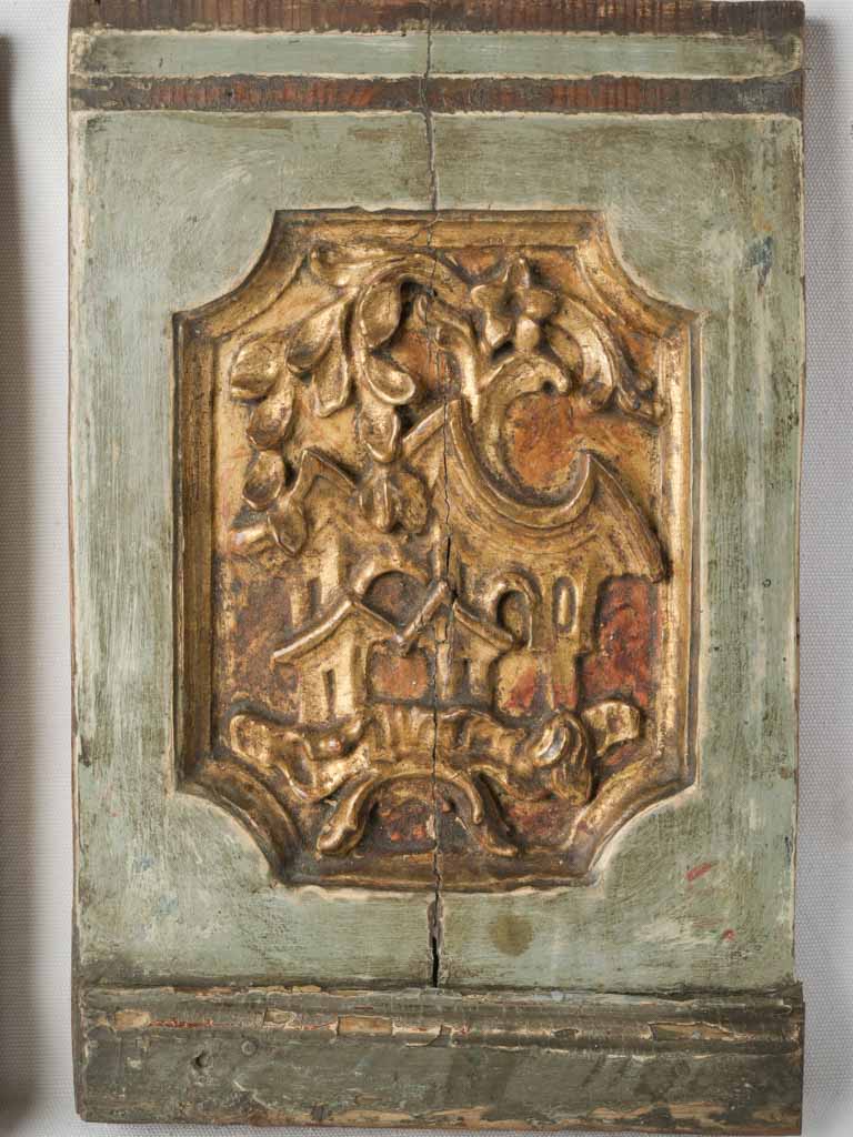 Pair of Mid-18th Century Italian Rococo Gilt & Painted Boiserie Panels - 16¼" x 10¾"