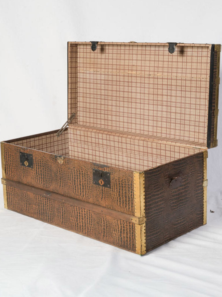 1950s French Crocodile-Pattern Travel Trunk - 35½"
