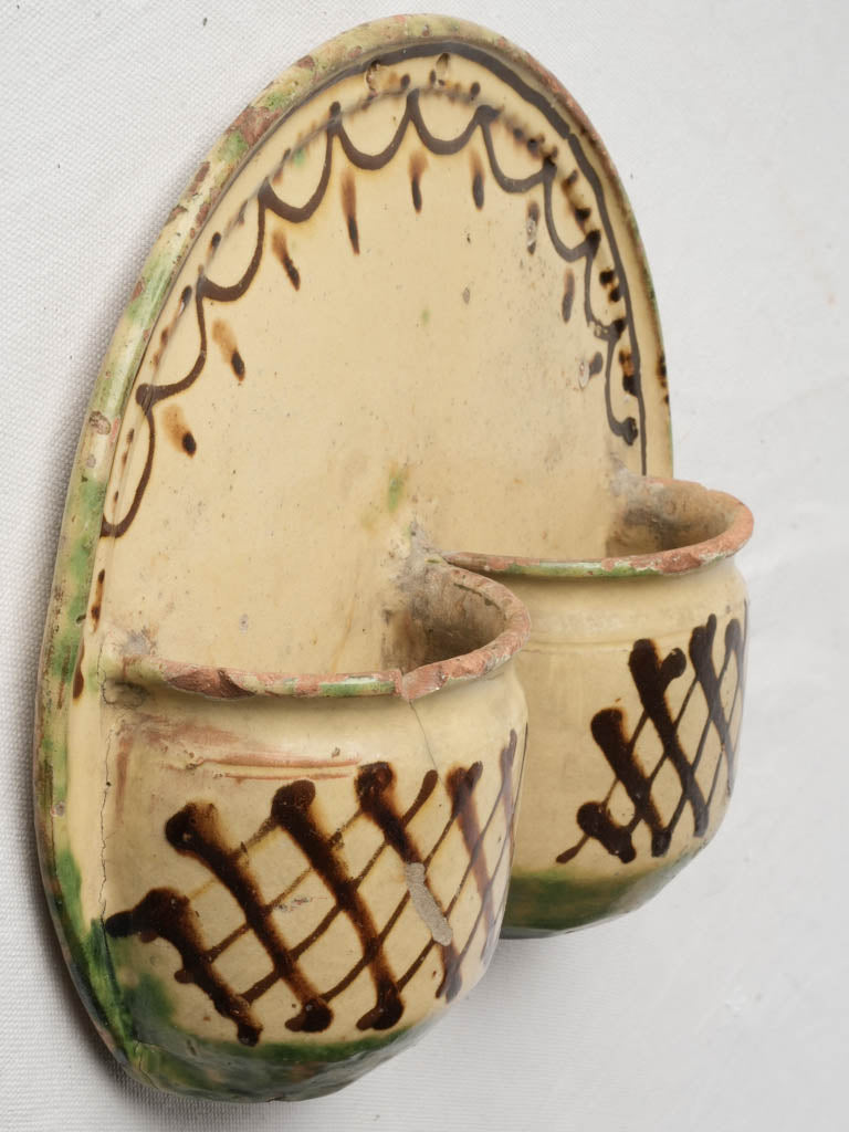 Antique French terracotta cutlery drainer