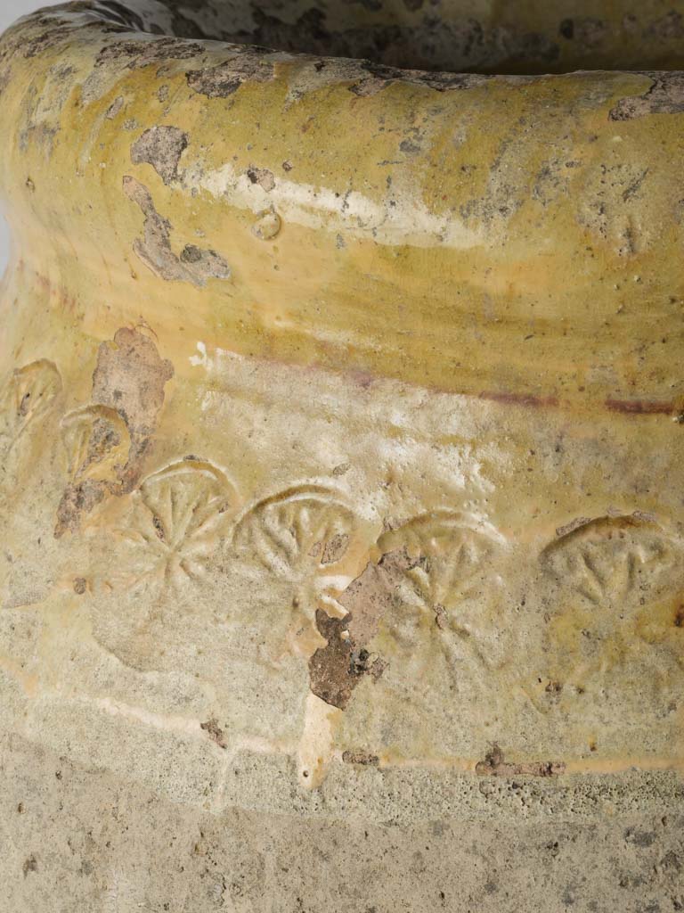 Rustic aged ceramic olive jar