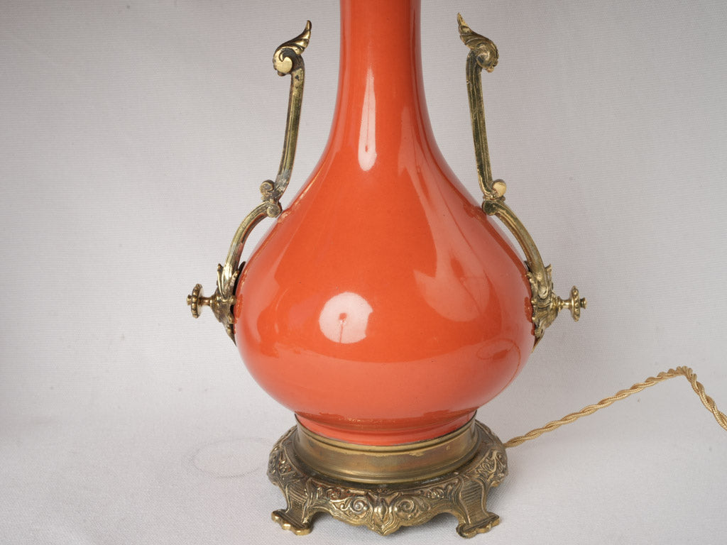 Timeless, classic, antique, French, red, ceramic, lamp