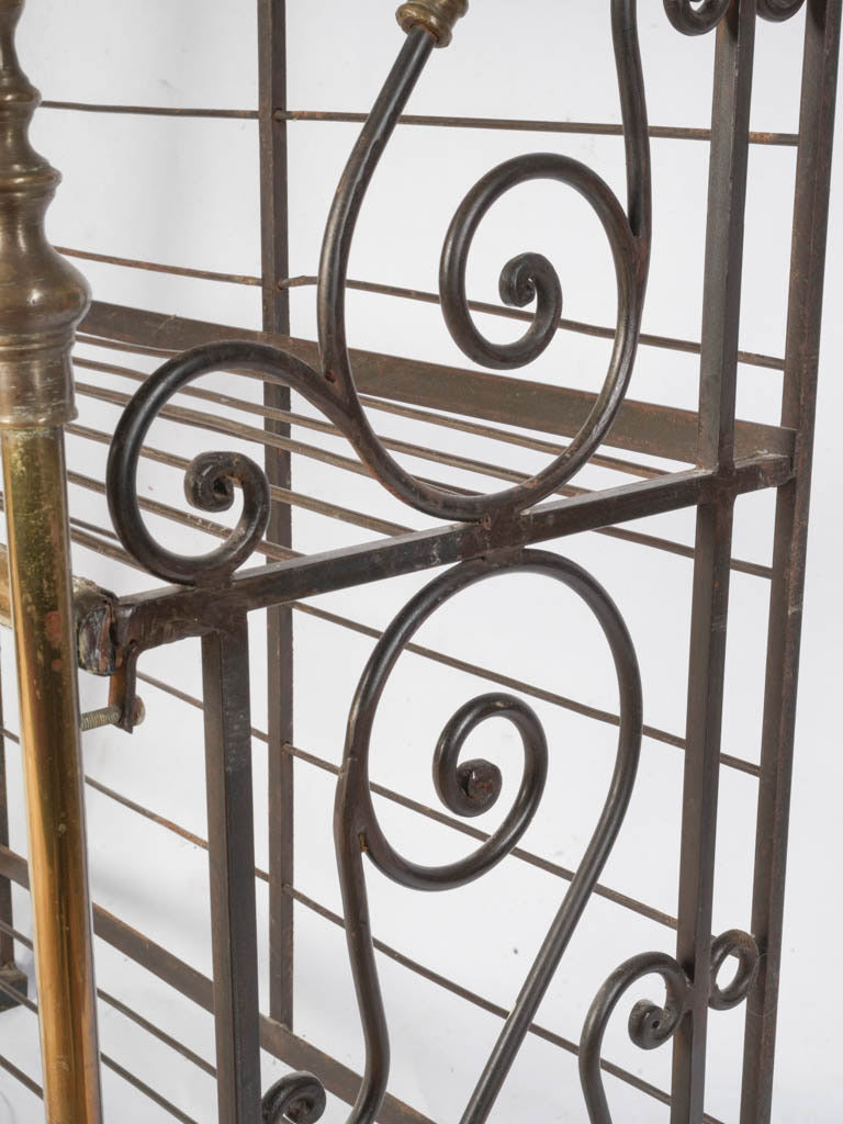 Timeworn oxidized brass bakers rack