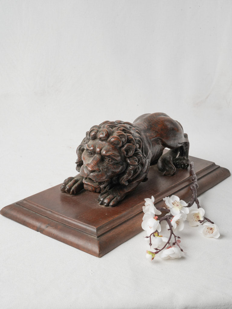 19th Century Walnut Lion Sculpture - 6¼" x 19"