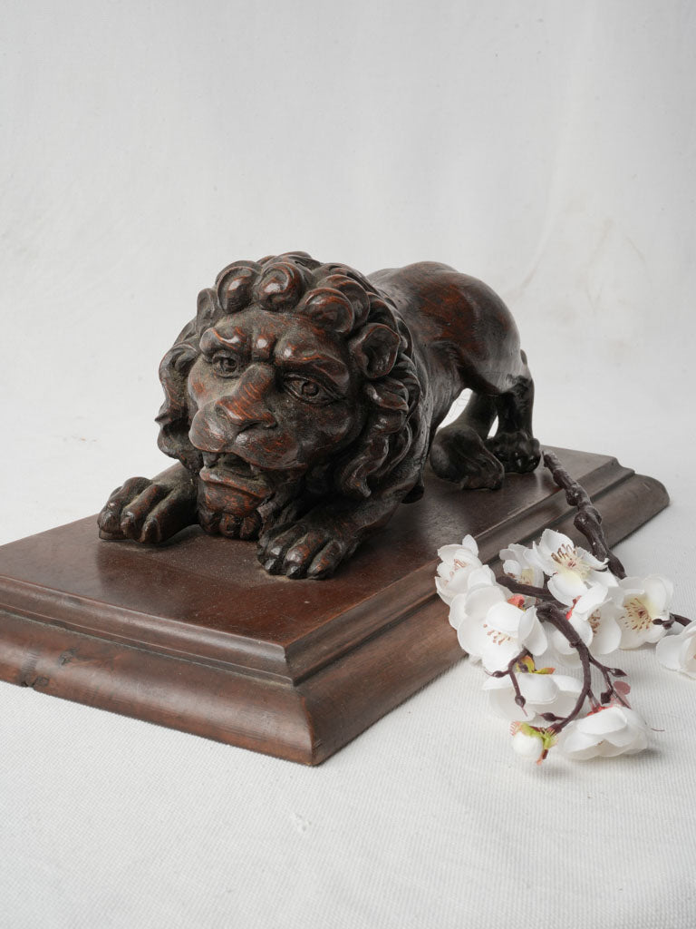 19th Century Walnut Lion Sculpture - 6¼" x 19"