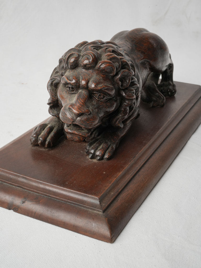 19th Century Walnut Lion Sculpture - 6¼" x 19"