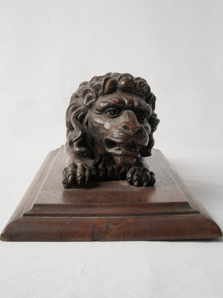 19th Century Walnut Lion Sculpture - 6¼" x 19"