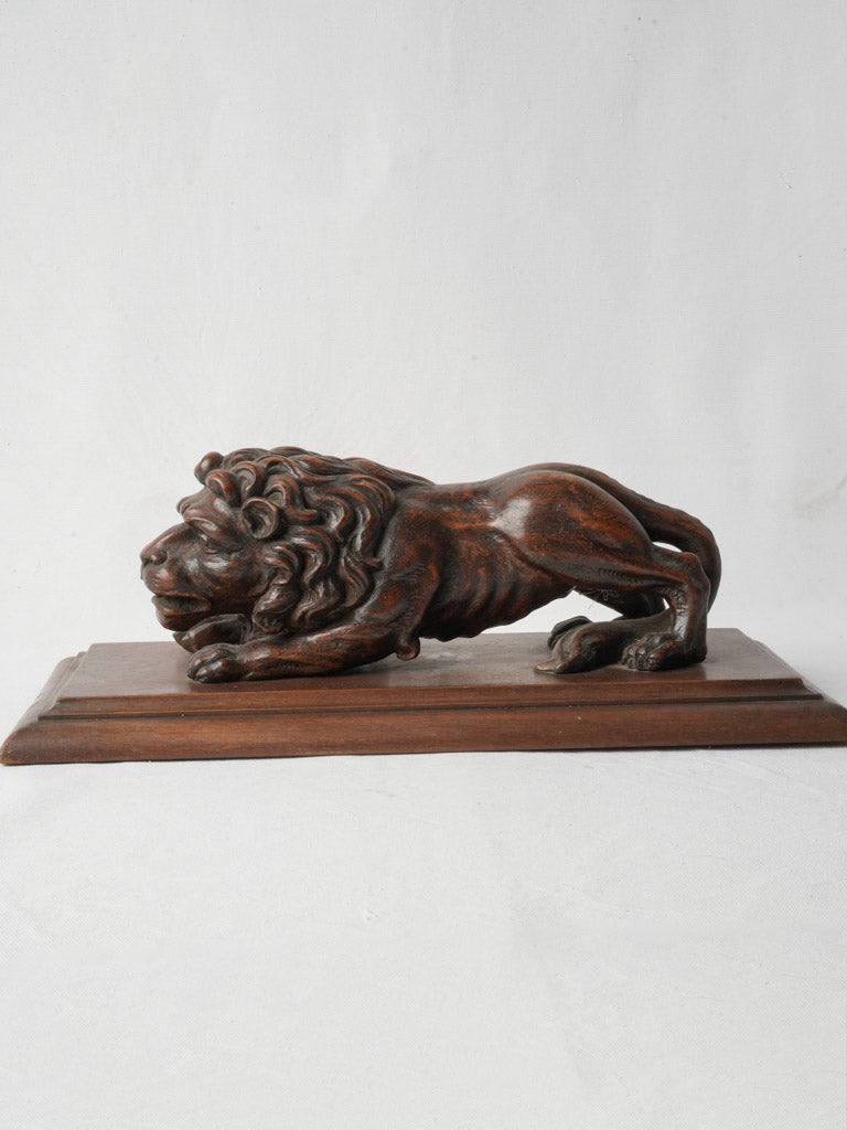 19th Century Walnut Lion Sculpture - 6¼" x 19"