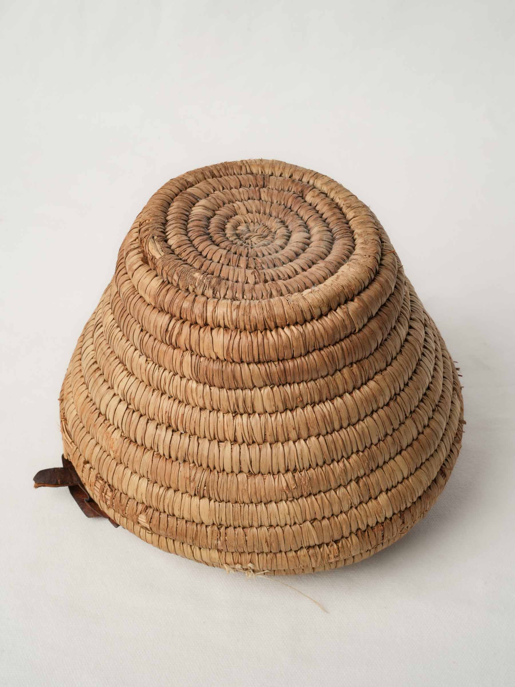 Vintage French Basket w/ Leather Lid