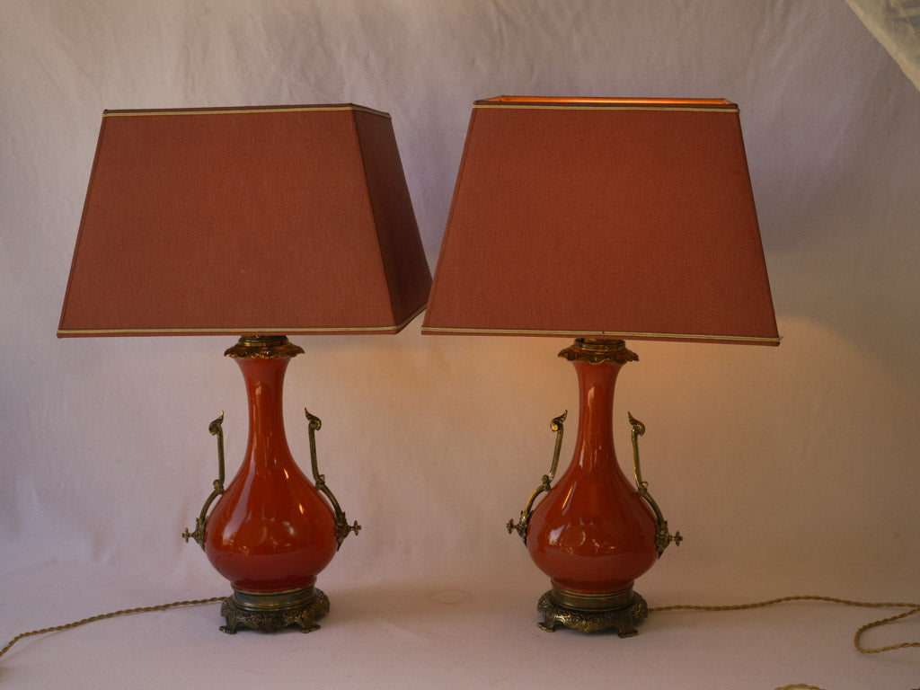 Bold, charming, vintage, electric, red, ceramic, lamp