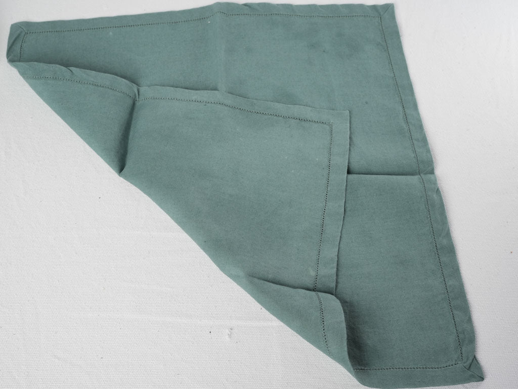 Ocher and green linen napkins