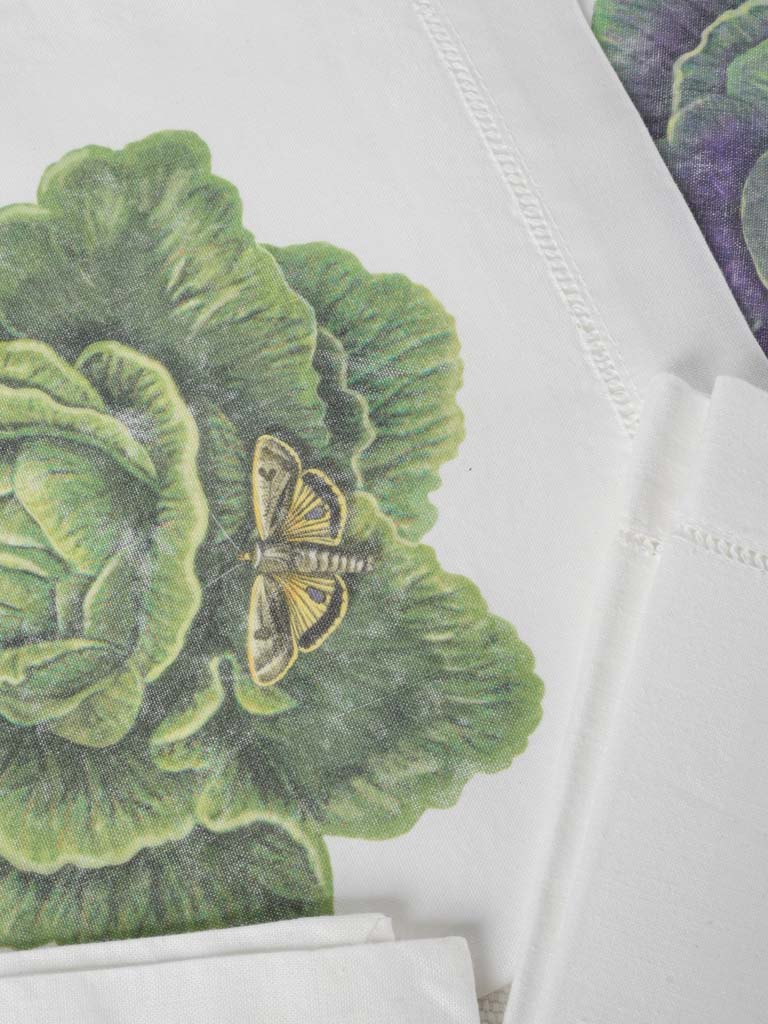 Elegant vintage cabbage and butterfly textiles