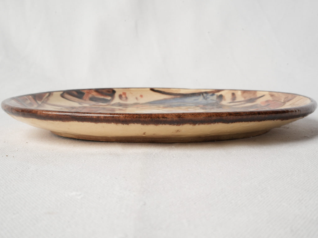 Mid-20th-Century French Plate Signed Gery w/ Provençal Hearth Scene - 9"