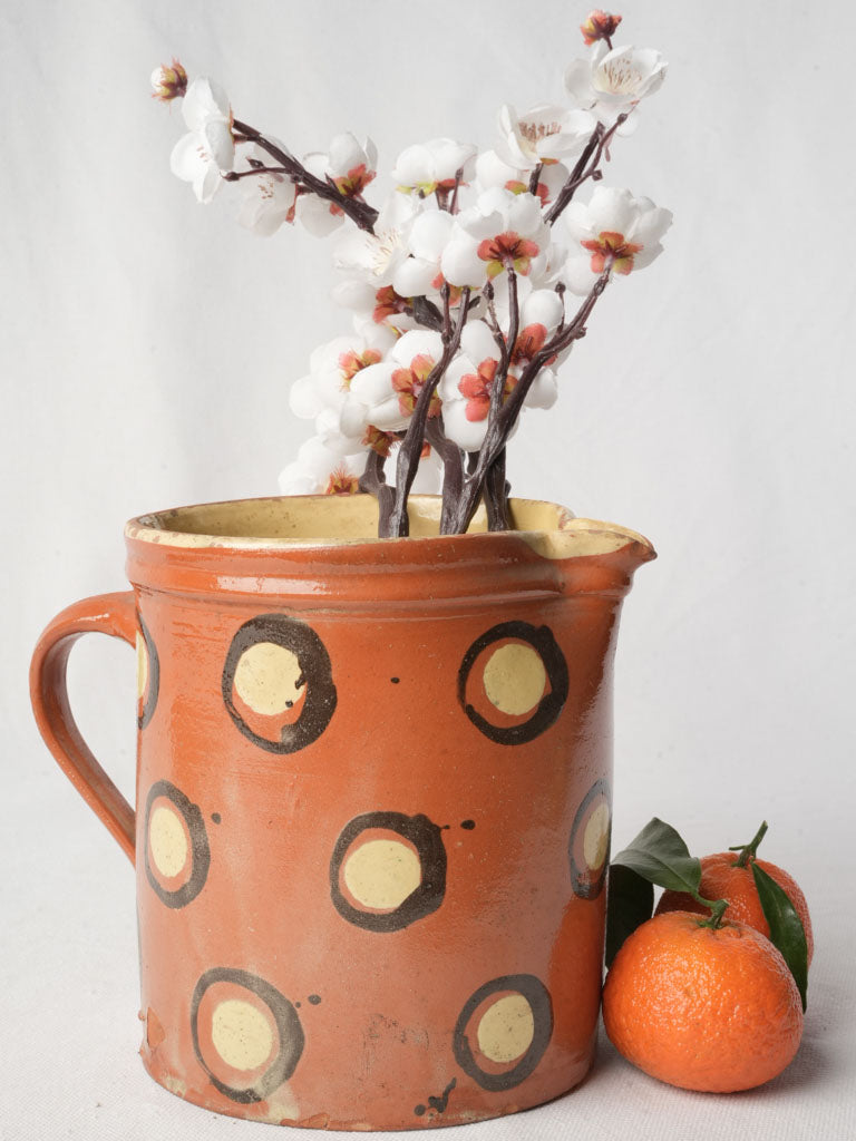 Antique Savoyard Slip-Decorated Terracotta Milk Pitcher - 6¾"
