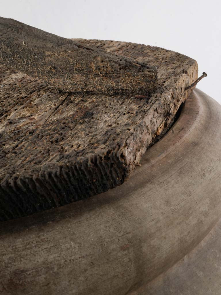 Antique patina Tuscan centerpiece jar