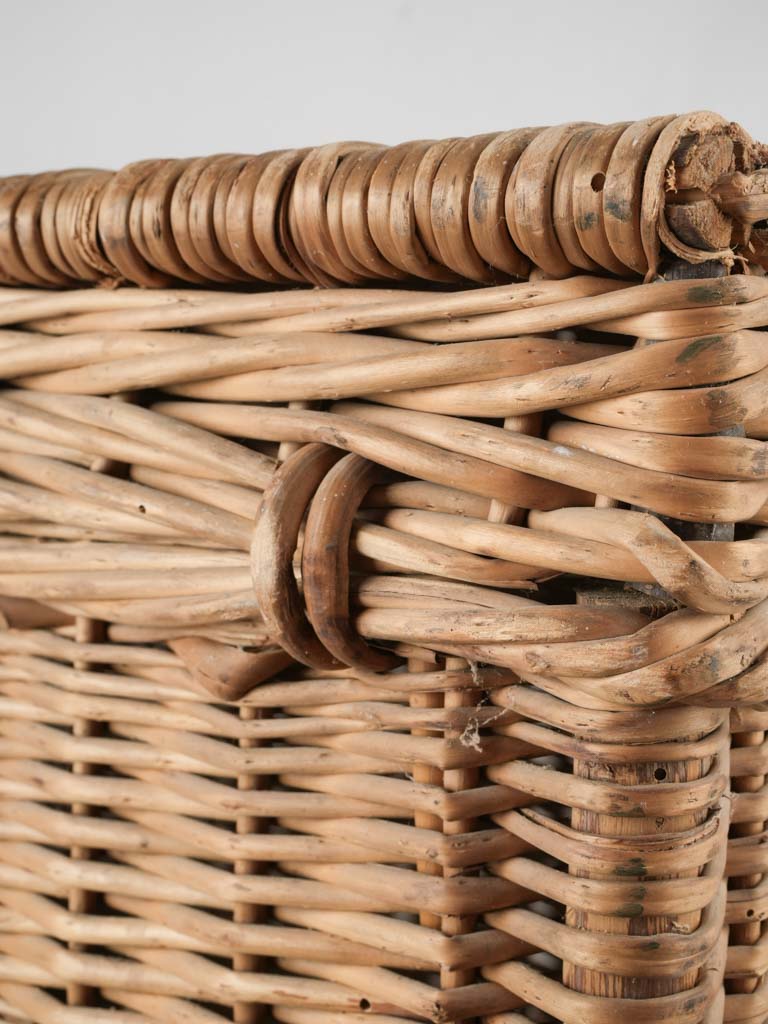 Distinguished antique French wicker travel trunk