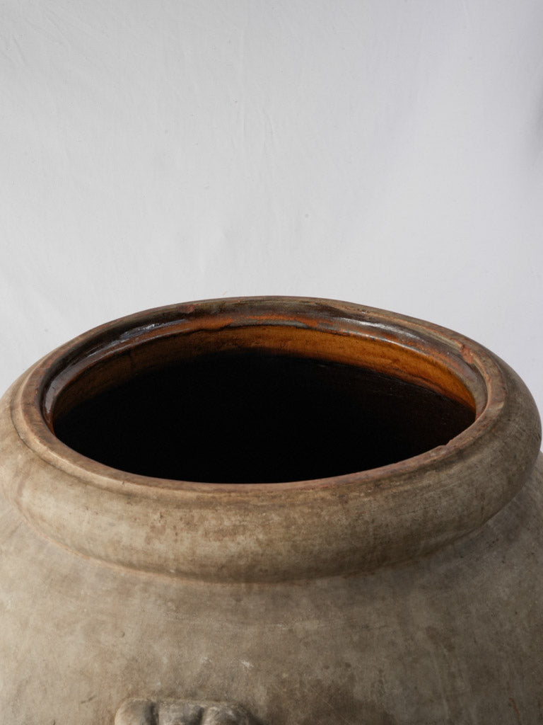 Artisanal mid-century olive transport jar