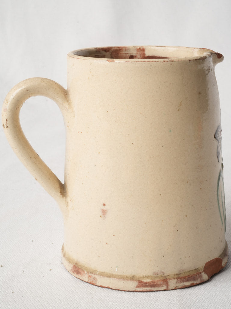 Petite Hand-Painted Earthenware Pitcher w/ Floral Motif - 5½"