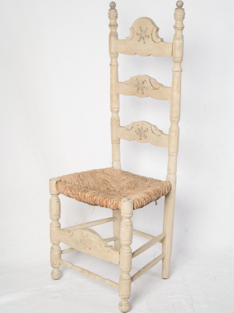 Set of Six French Country Ladderback Chairs w/ Rush Seats - 49¼"