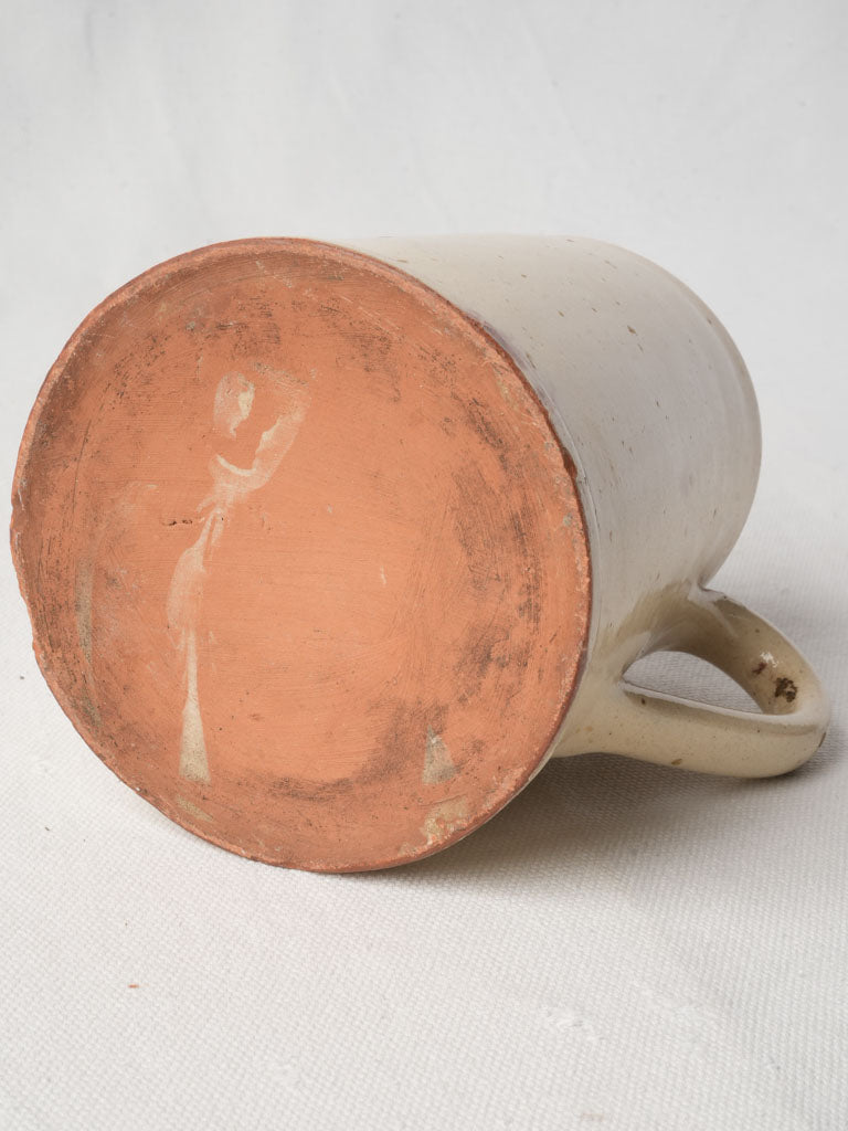 Petite Hand-Painted Earthenware Pitcher w/ Floral Motif - 5½"