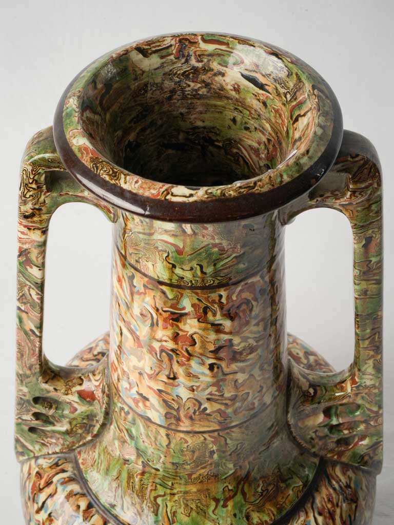 Ochre and russet marbled vase